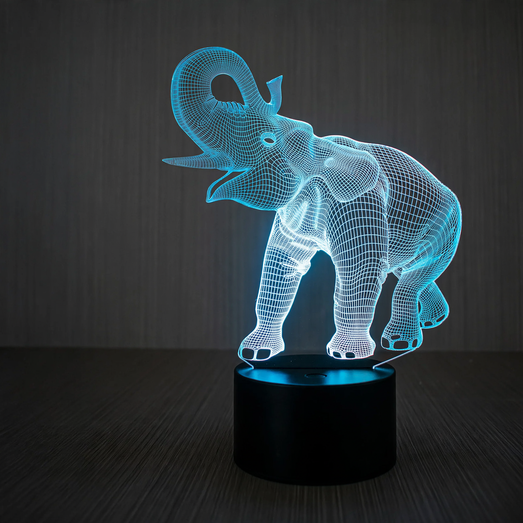 3D-LED-Night Light Elephant with Remote Control