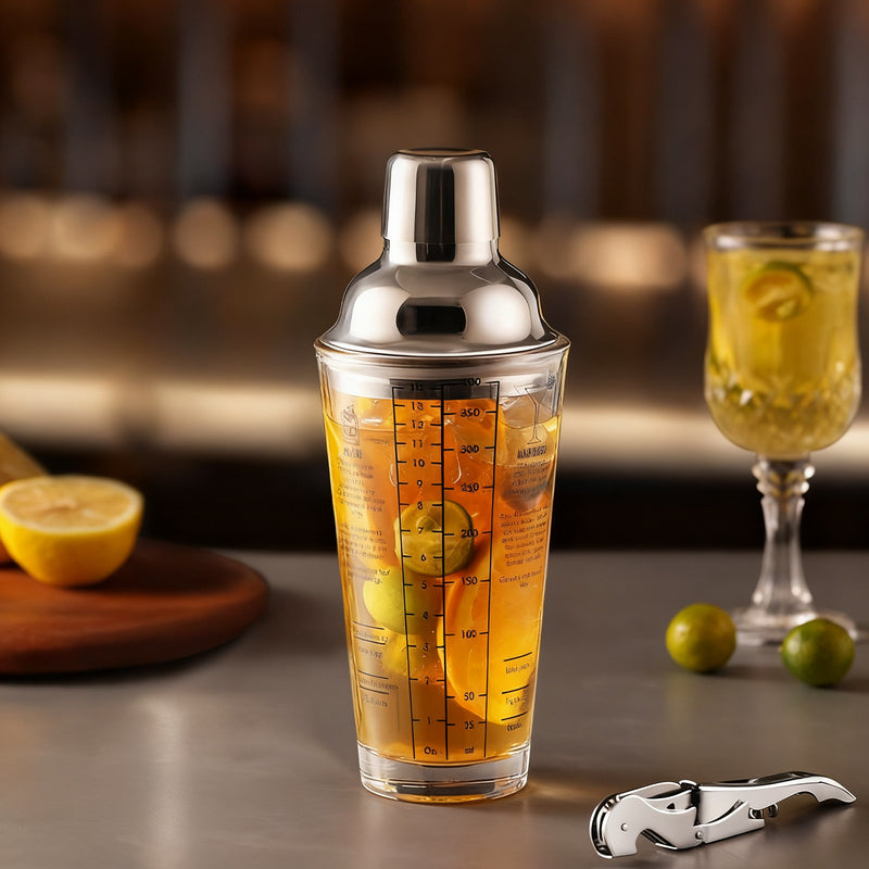 Cocktail Shaker Set with Glass and Accessories