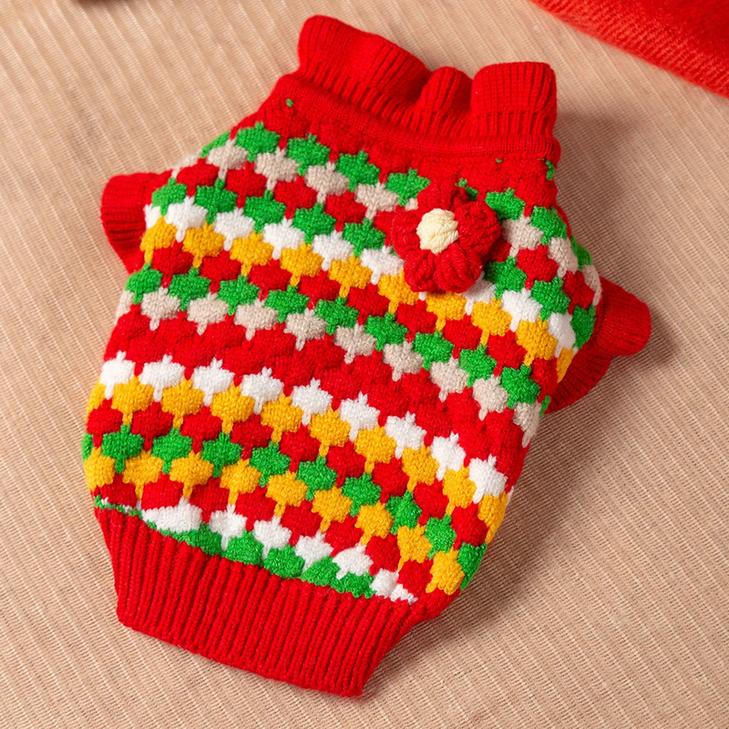 Pet Knit Sweater with Floral Pattern