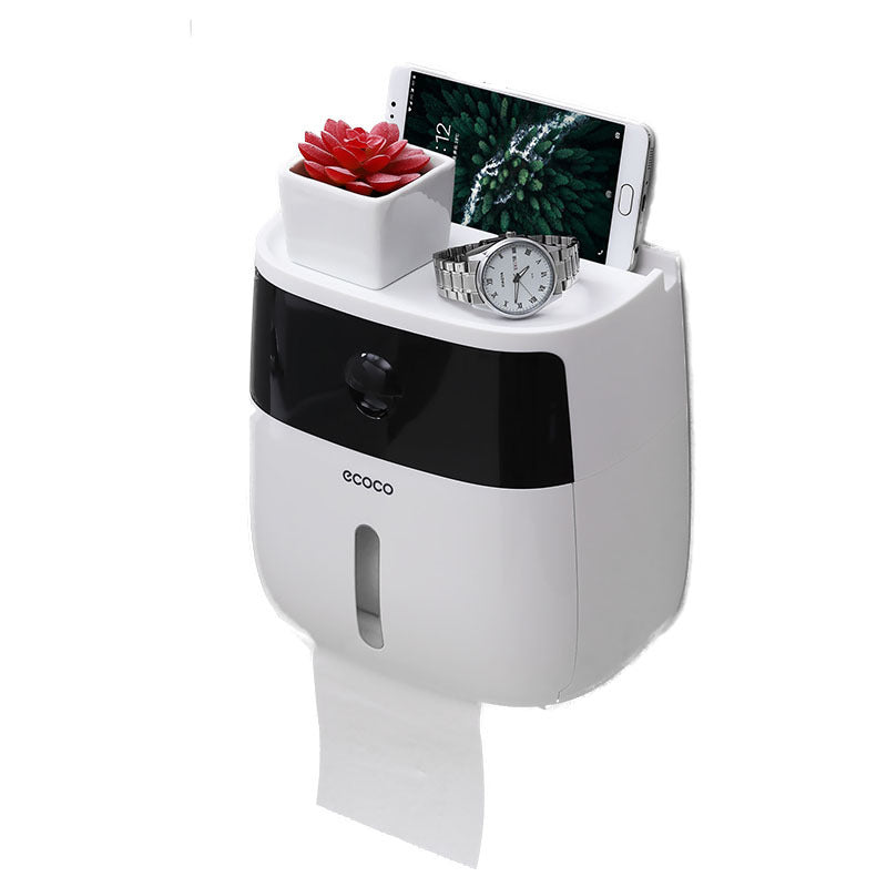 Wall-mounted paper towel holder with storage