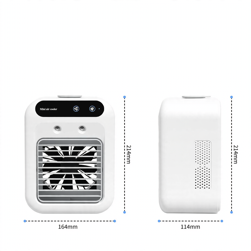 Portable table cooling fan with spray function