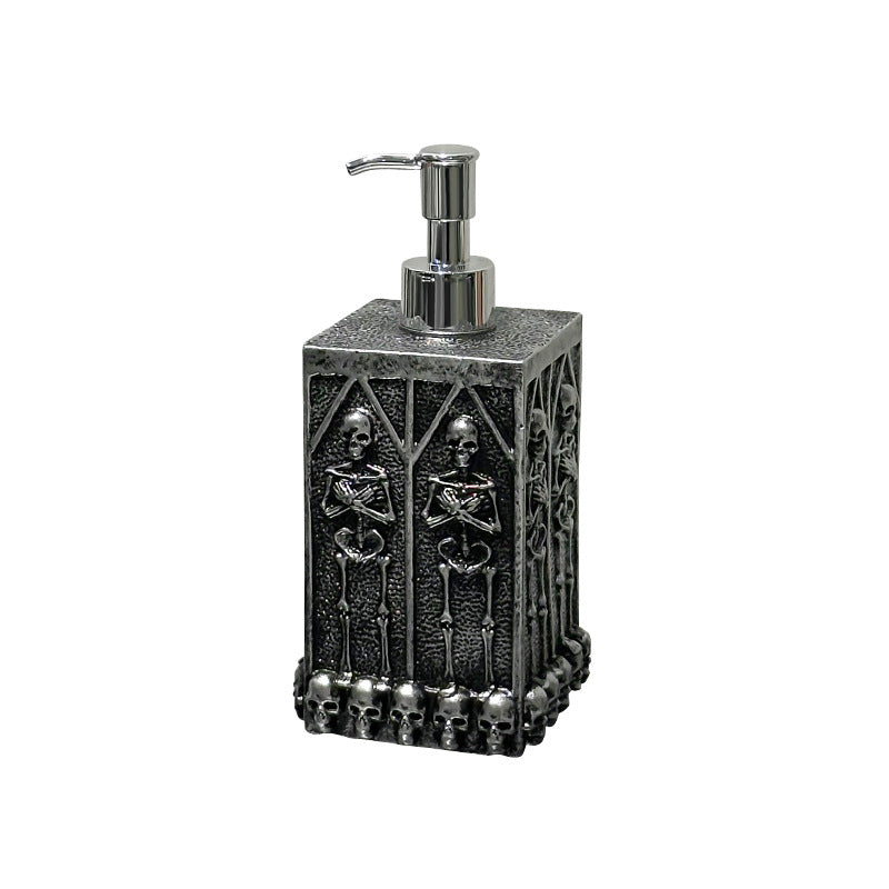 Skull soap dispenser with pump closure