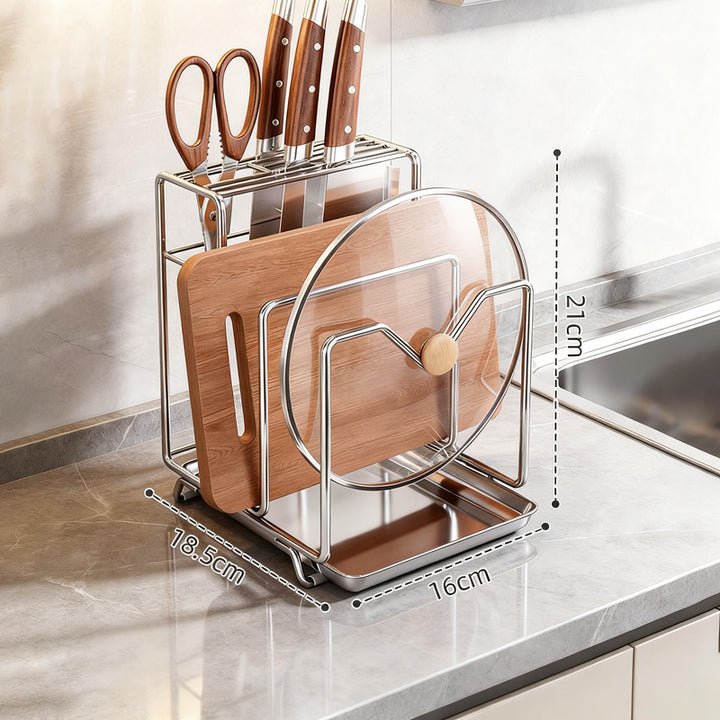 Multifunctional knife block set with catch tray