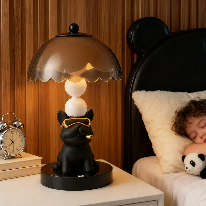 Night light bulldog, black, ABS plastic