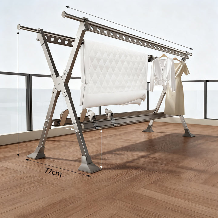 Foldable drying rack made of aluminum, 1.36–2.5 m
