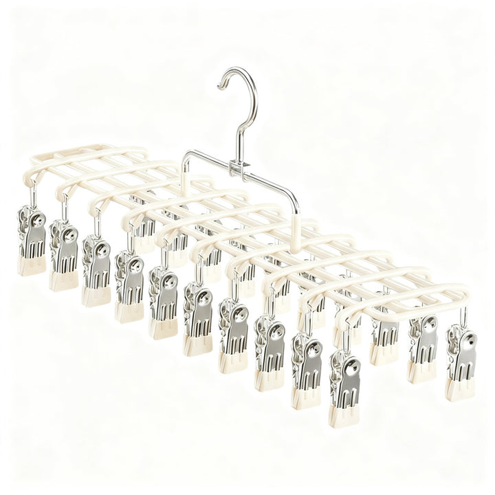 Stainless steel laundry rack with multiple clips