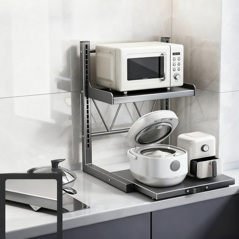 Kitchen shelf on wheels, 2 levels, height adjustable