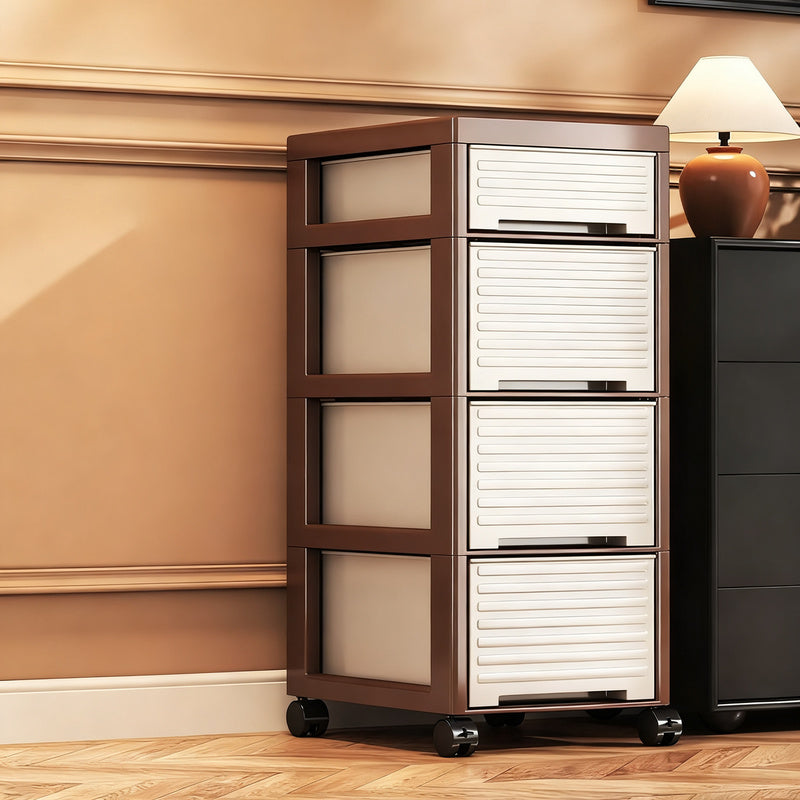 Plastic storage cabinet, multi-layer, with wheels