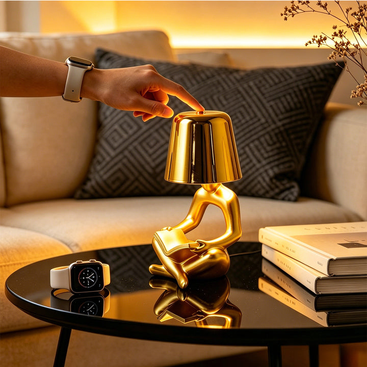 Abstract reader figure table lamp, multi-colored selectable