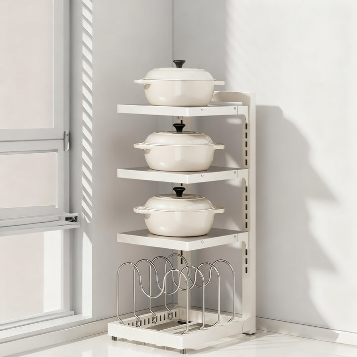 Stainless steel pot stand, 2–4 levels, adjustable