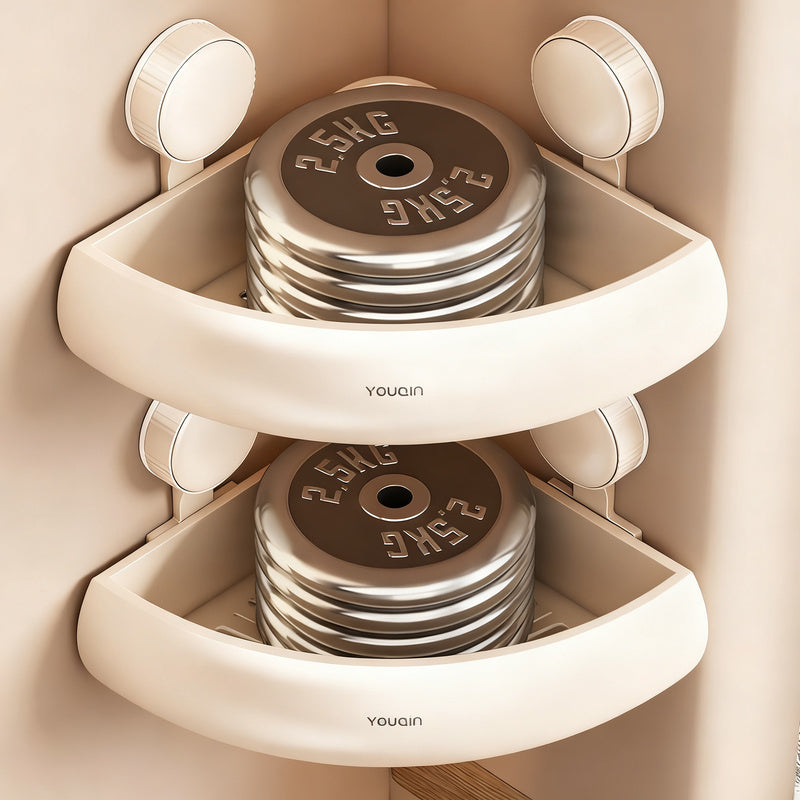 Bathroom corner shelf made of aluminum, suction cup mounting