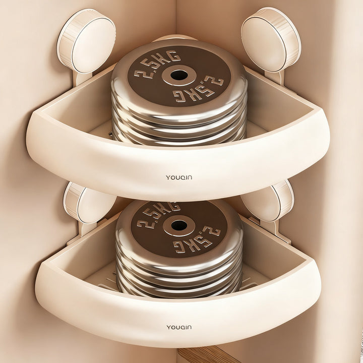 Bathroom corner shelf made of aluminum, suction cup mounting