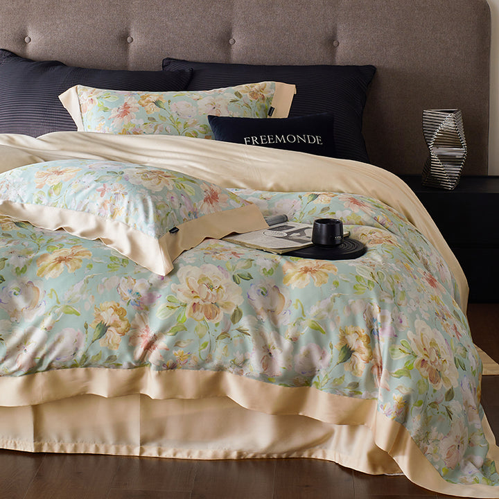 Bedding set made of lyocell with floral pattern