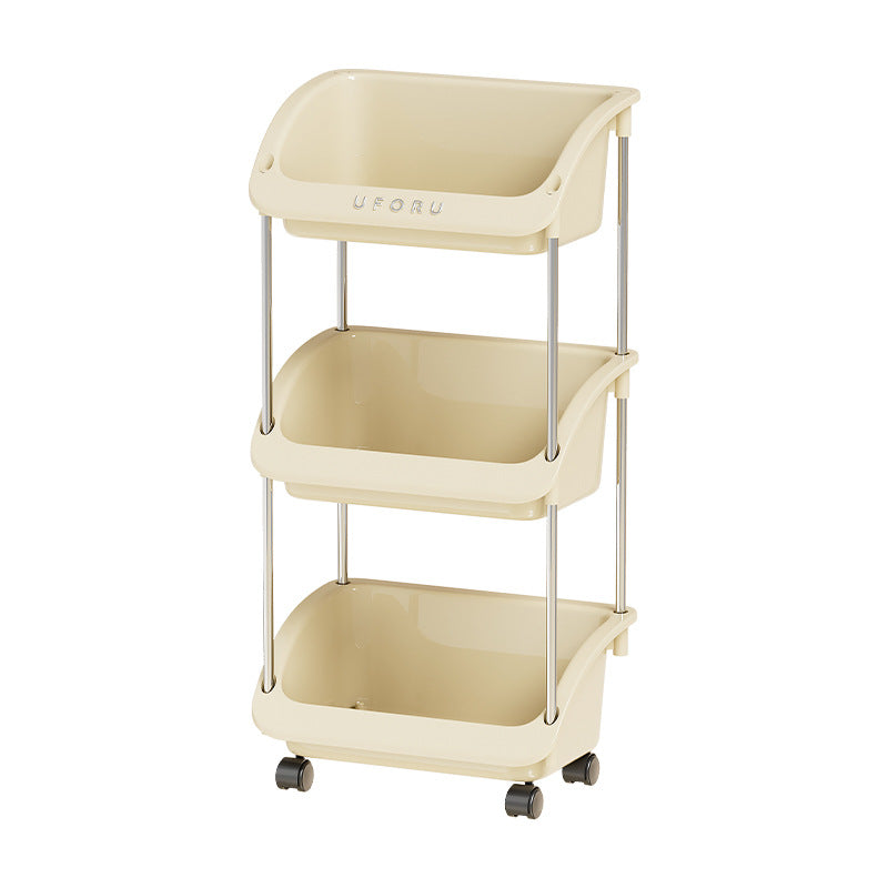 Roll cart with wheels, PP plastic, multi-tiered