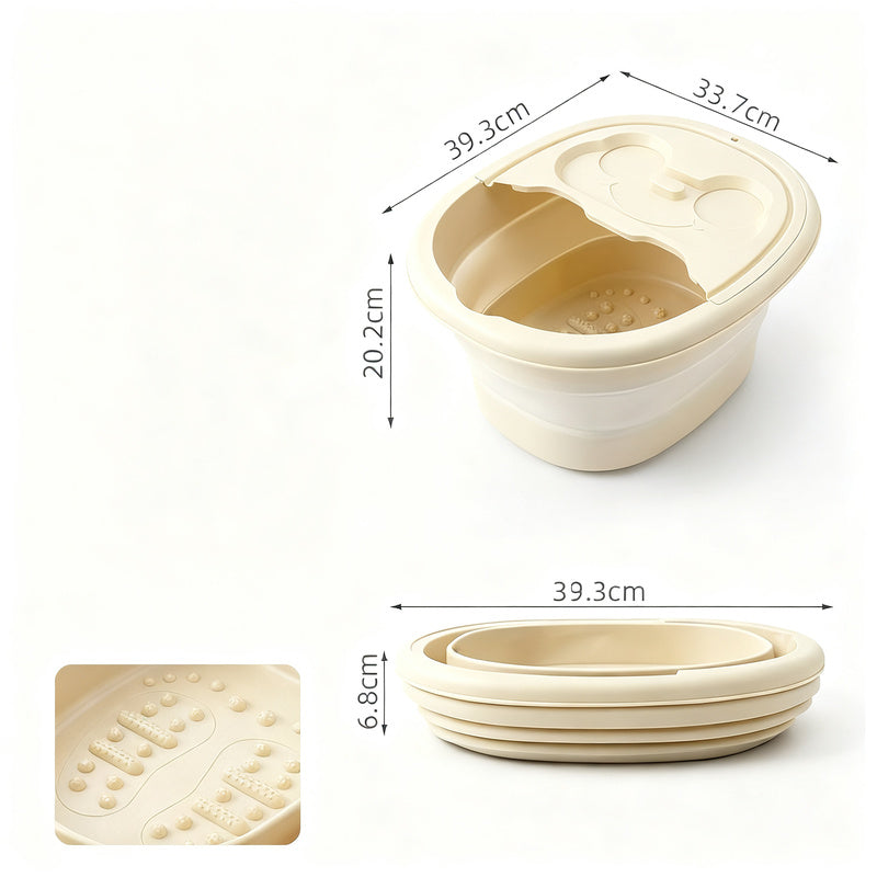 Foldable foot bath with massage function