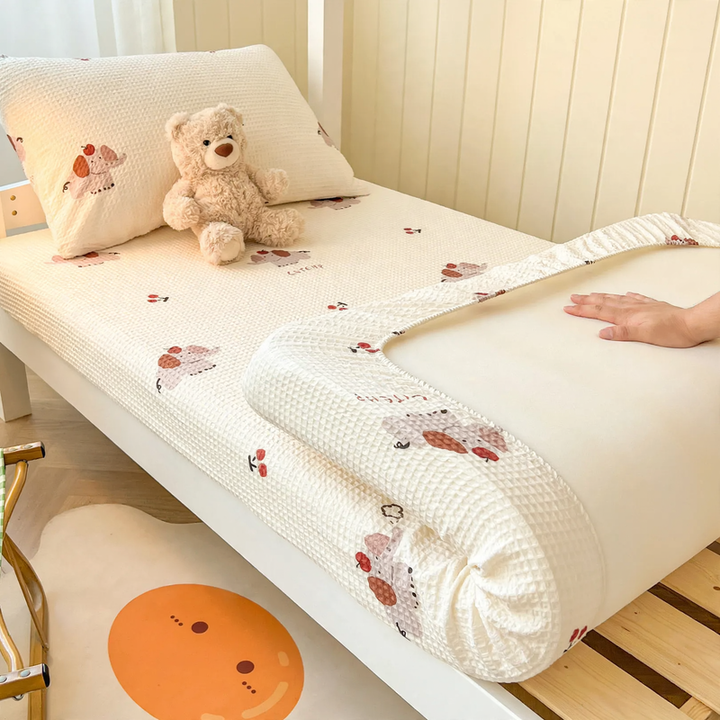 Waffle pique bed sheet, cotton, student size