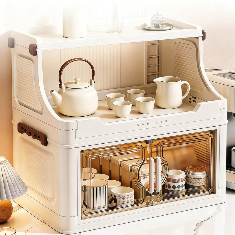 Foldable storage cabinet with three levels