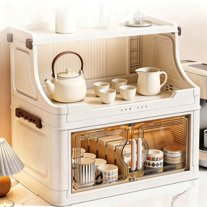 Foldable storage cabinet with three levels