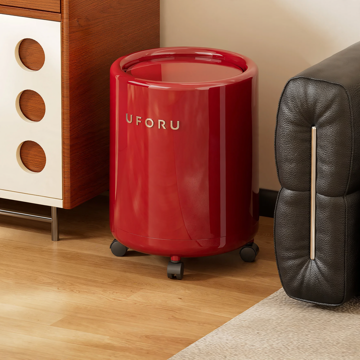 Trash can with lid and wheels, 12 L, plastic