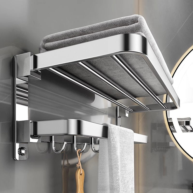 Stainless steel towel holder, wall-mounted, foldable