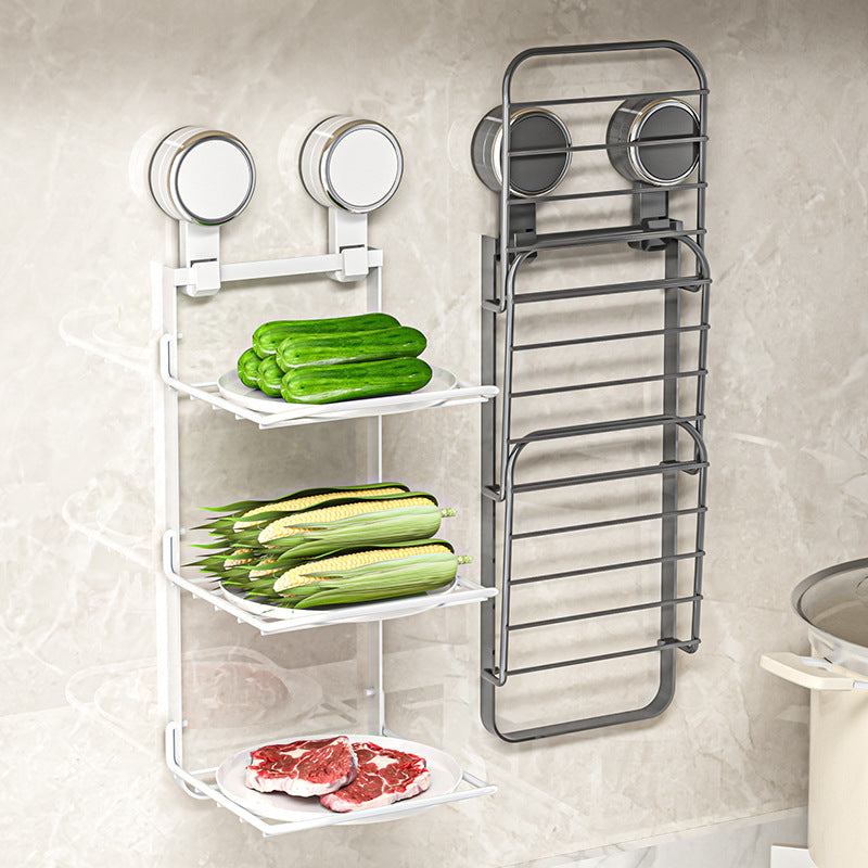 Suction cup preparation shelf, stainless steel, three-layer
