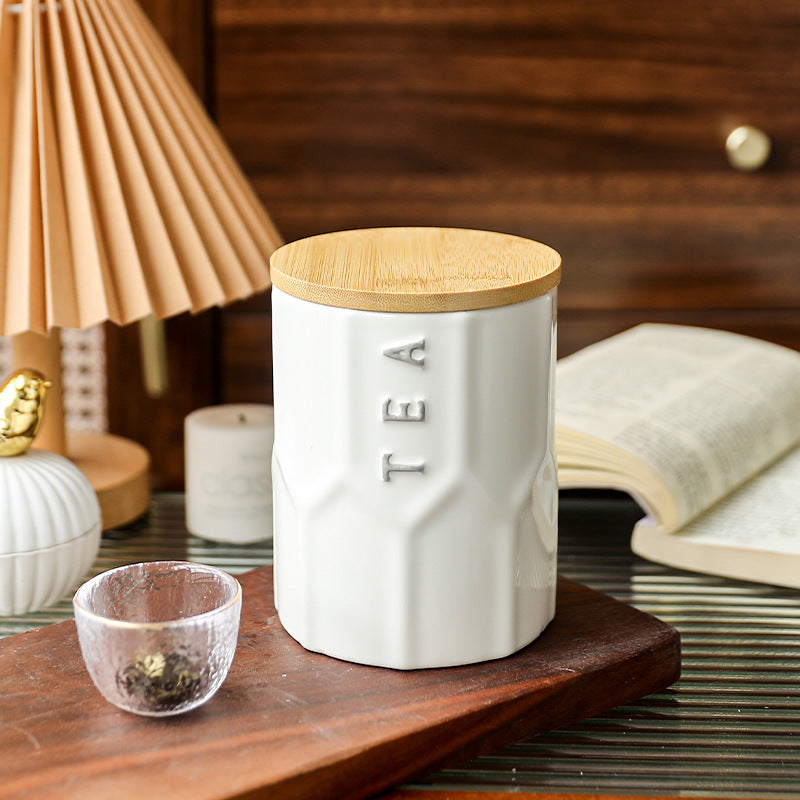 Ceramic storage jar with lid, modern design