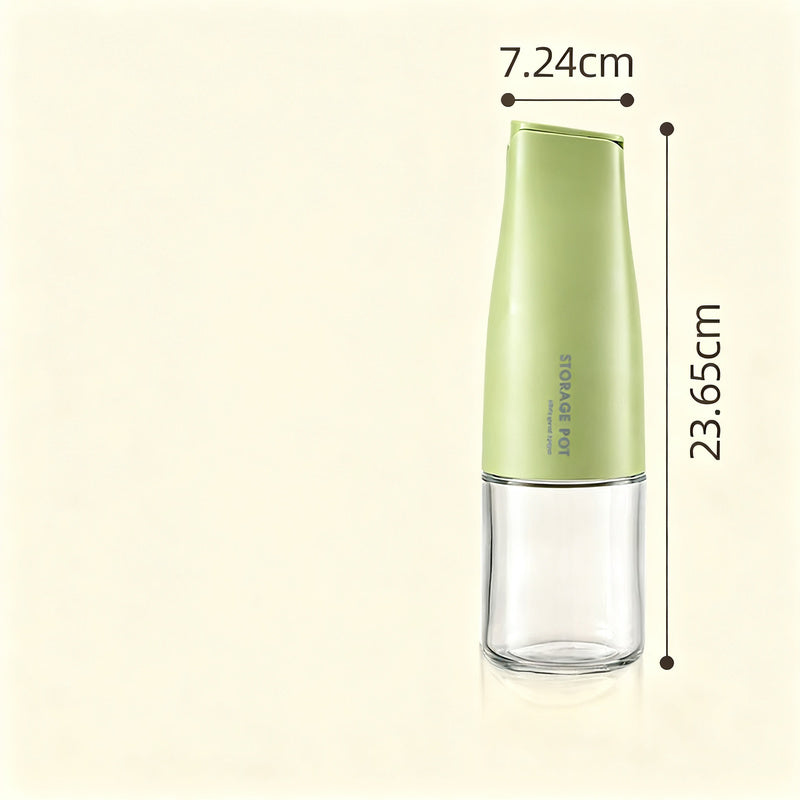 Glass bottles for oil and spices with automatic closure