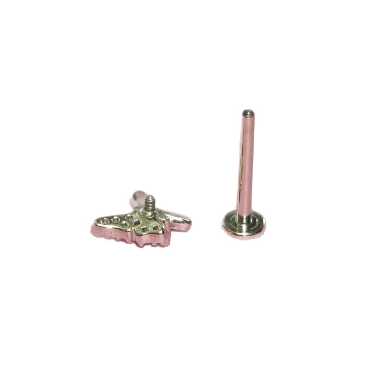 Lip studs stainless steel with rhinestones, various sizes