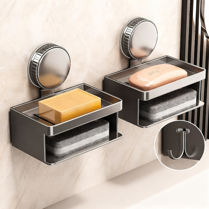 Soap dish with suction cup, wall mountable