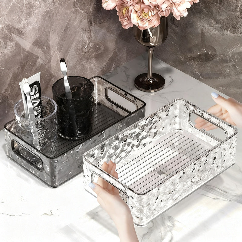Transparent plastic storage box with ice pattern