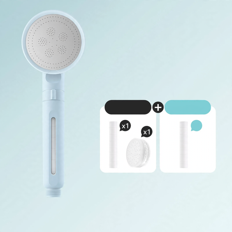Shower head with filtration system and rain function