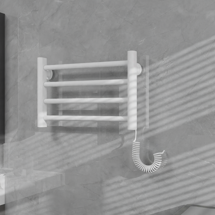 Towel radiator with towel holder, steel construction
