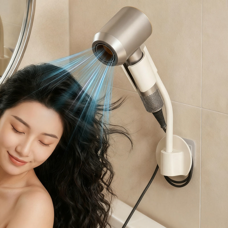 Wall mount for hair dryer, ABS, without drilling