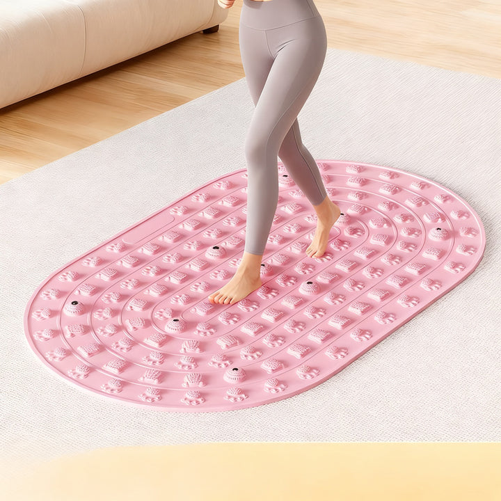 Foot reflex zone mat with magnetic stones