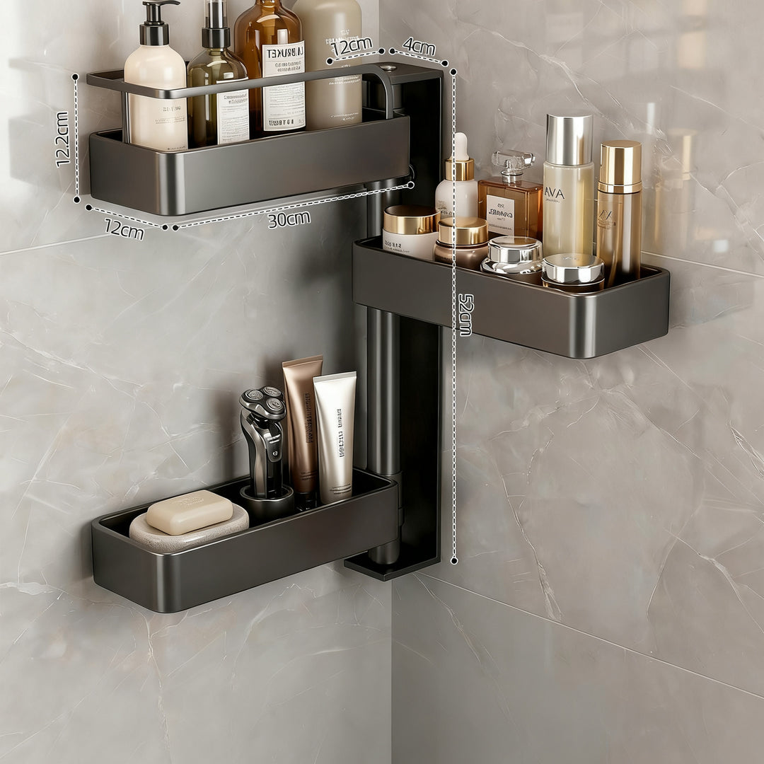 Rotatable bathroom wall shelf made of carbon steel