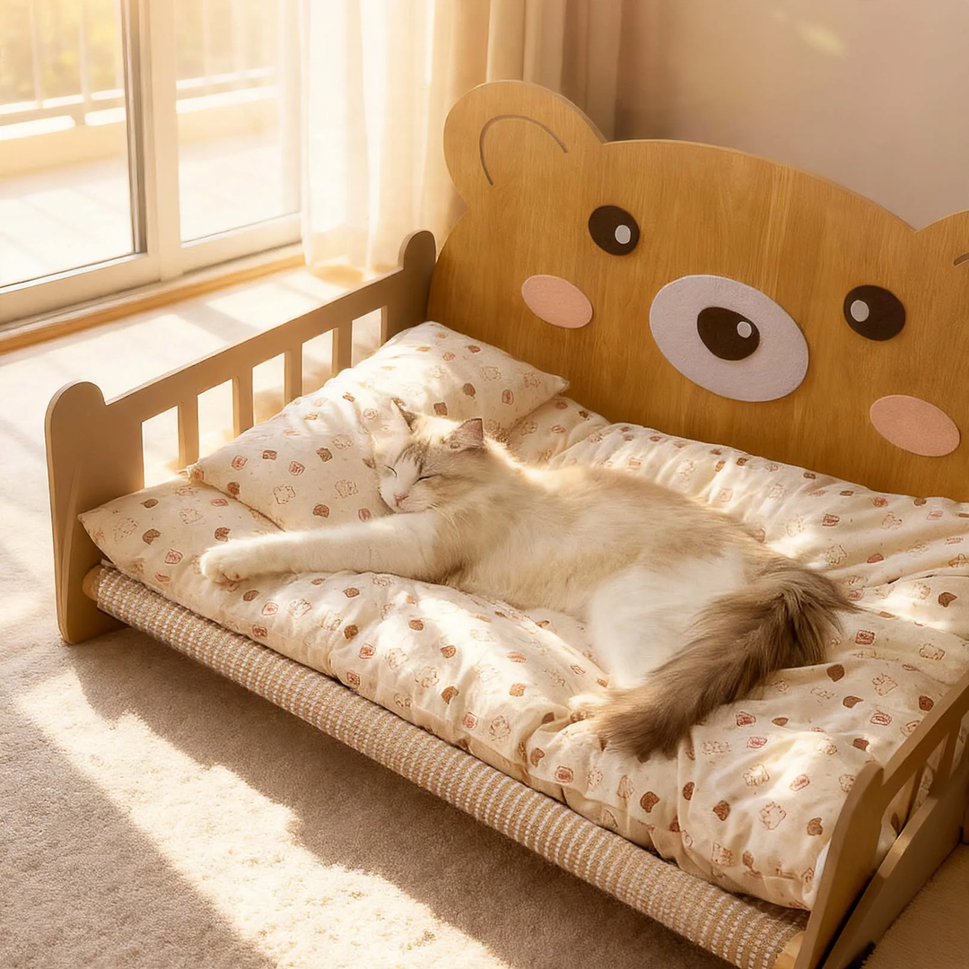 Wood Pet Bed with Integrated Ladder
