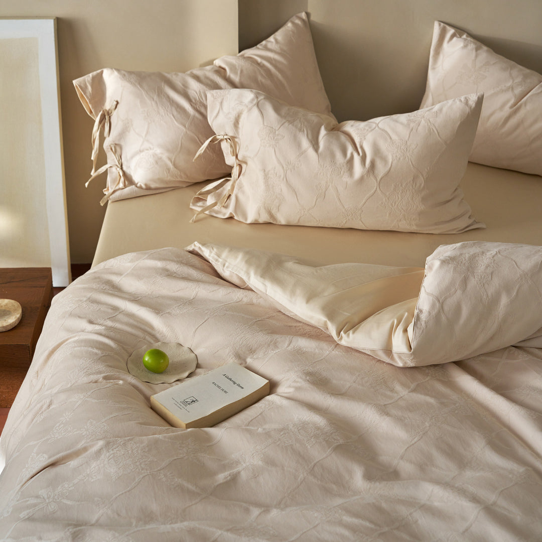 Cotton bedding 4-piece, 1.8 m, jacquard pattern