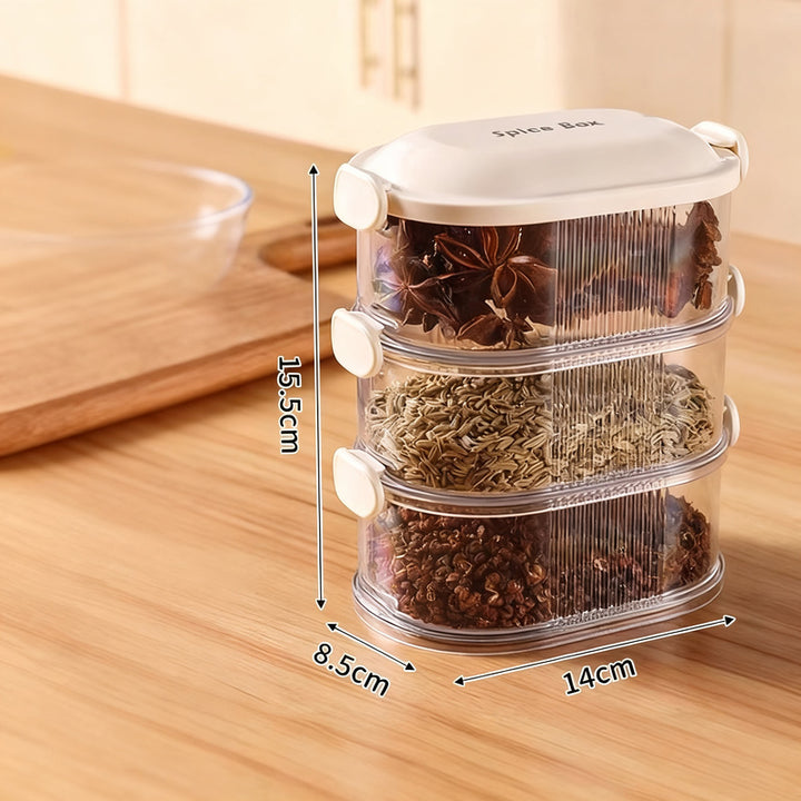 Spice box with closure, stackable