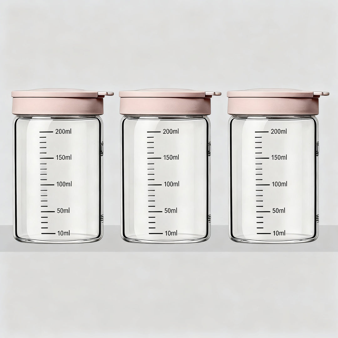 Borosilicate glass storage jar with measurement scale
