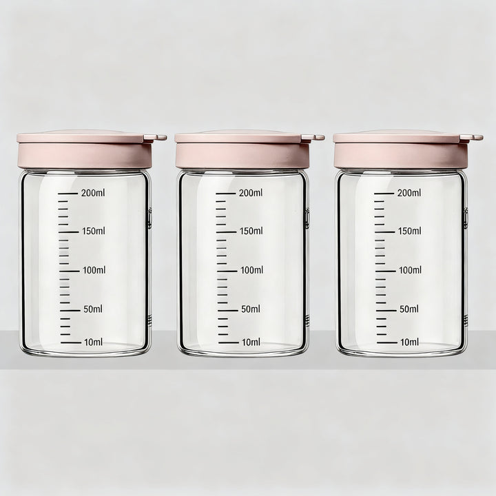 Borosilicate glass storage jar with measurement scale