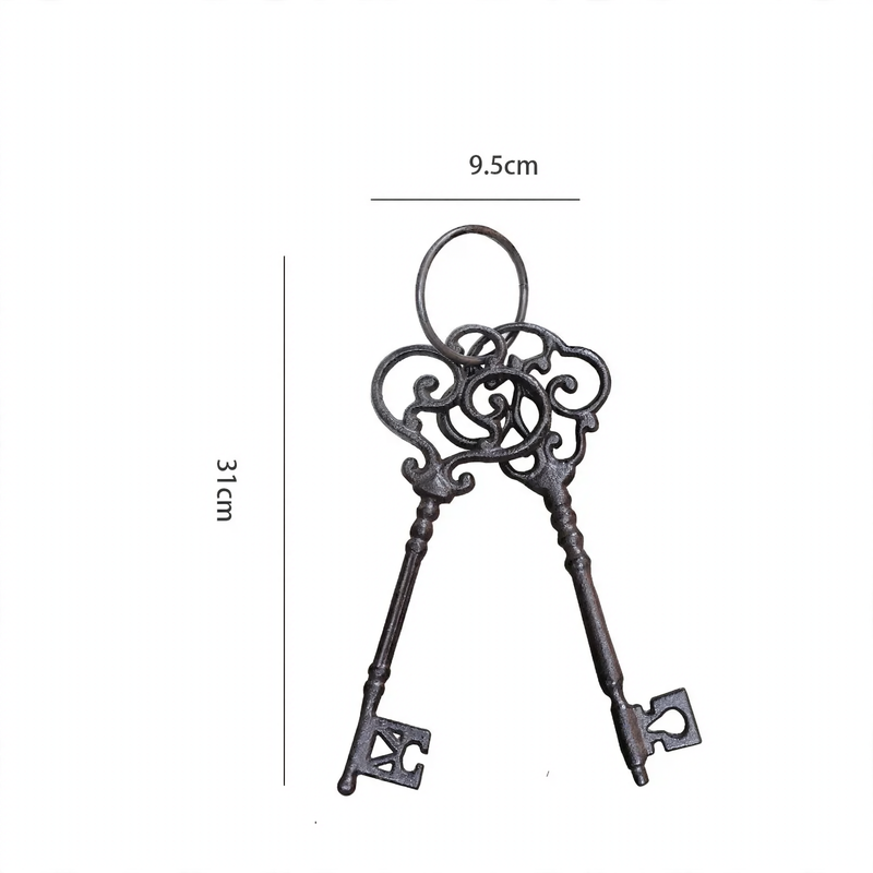 Iron wall hooks with key motifs