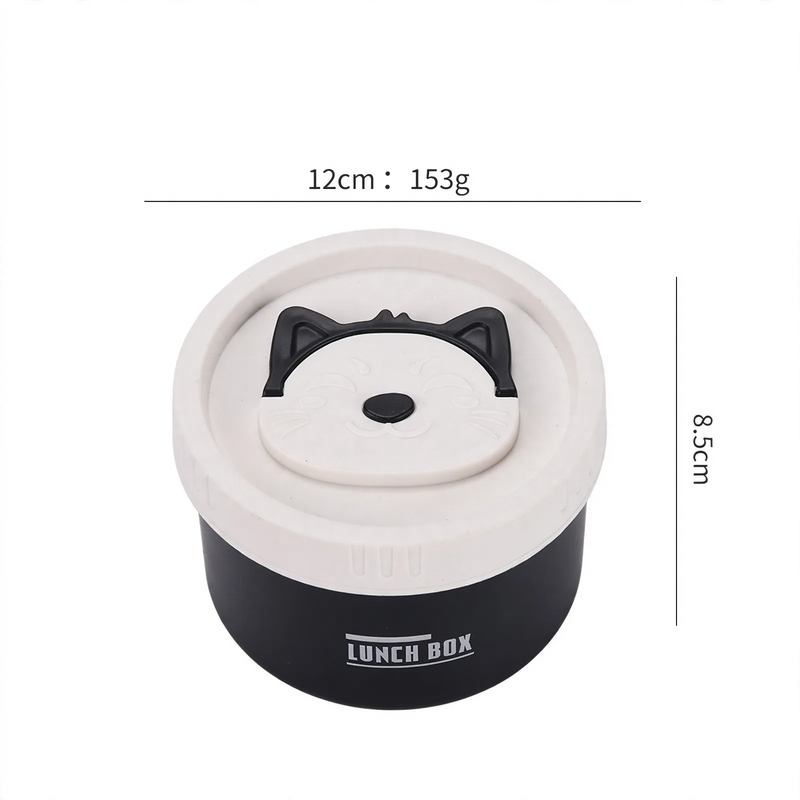 Stainless steel lunch box, round, 470–600 ml, with lid