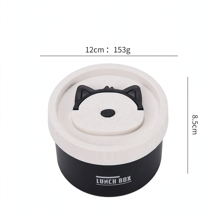 Stainless steel lunch box, round, 470–600 ml, with lid