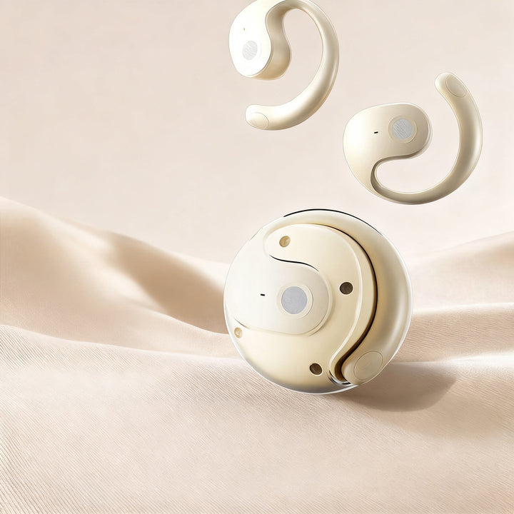 Bluetooth earbuds, open-ear design, sporty