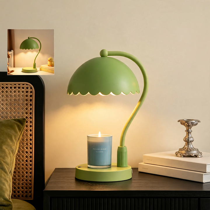Table lamp with scented candle and lever mechanism