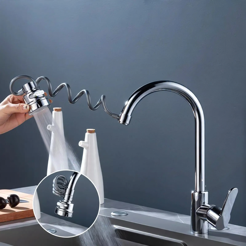 Retractable faucet attachment, 360° rotatable