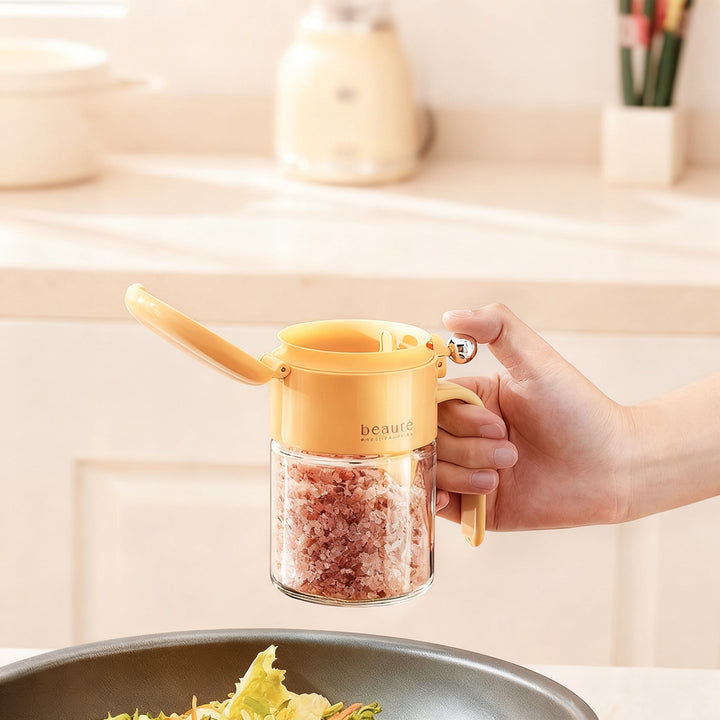 Spice jar with press lid, airtight sealed