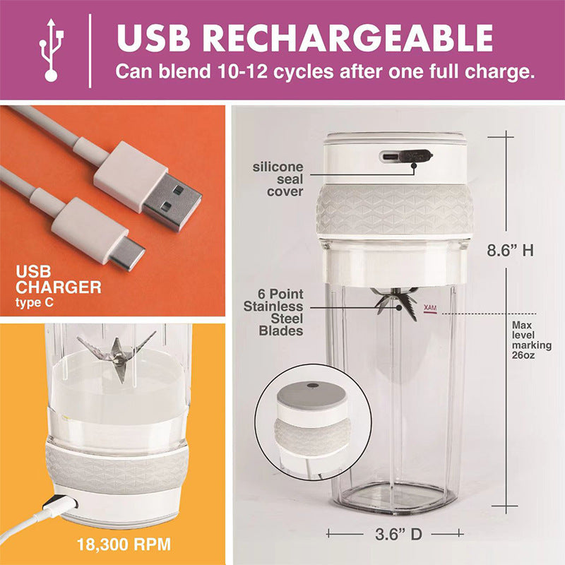 Portable Blender, 601–800 ml, Plastic
