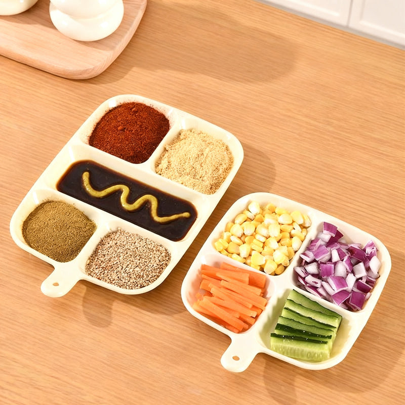 Divided serving tray with compartments, wall mountable
