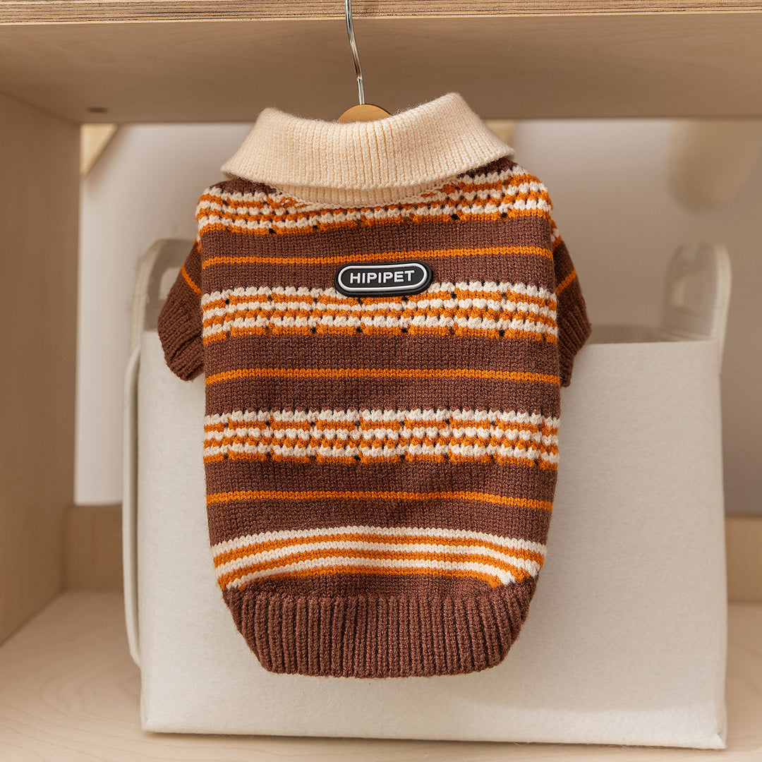 Striped cardigan for small dogs, autumn and winter